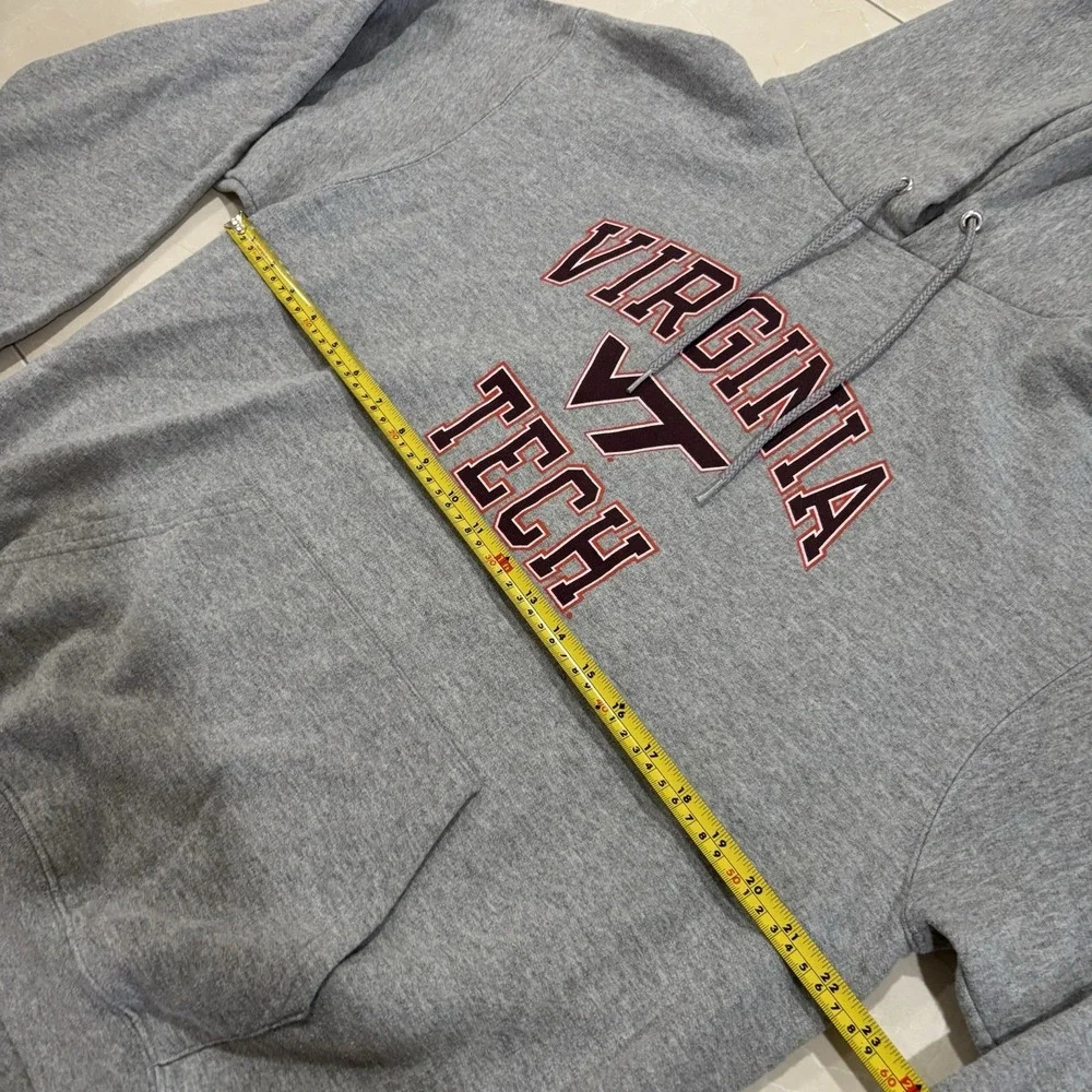 Vintage Virginia Tech Champion Hoodie Sweatshirt Men's Large College Y2K Gray